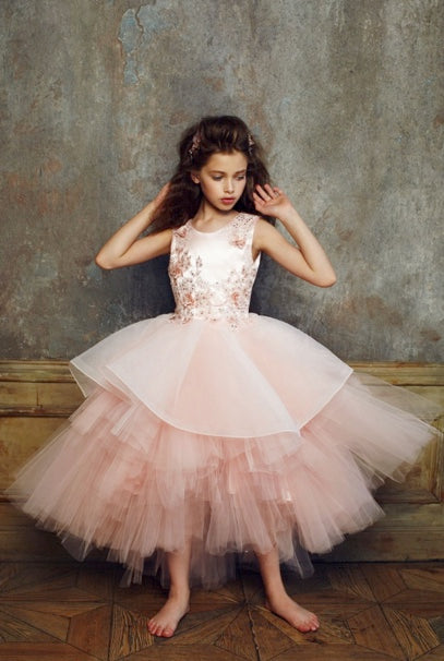 GORGEOUS MULITIFUL TIERED SKIRT WITH HAND BEADED 3D APPLIQUE ON TOP