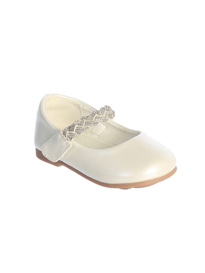 MATTE SHOES WITH BRAIDED RHINESTONE STRAP