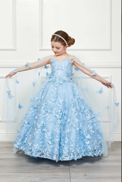 BUTTERFLY MINI QUINCE DRESS WITH CAPE
