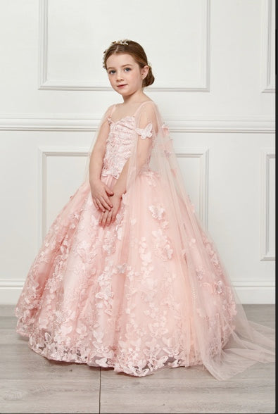 BUTTERFLY MINI QUINCE DRESS WITH CAPE