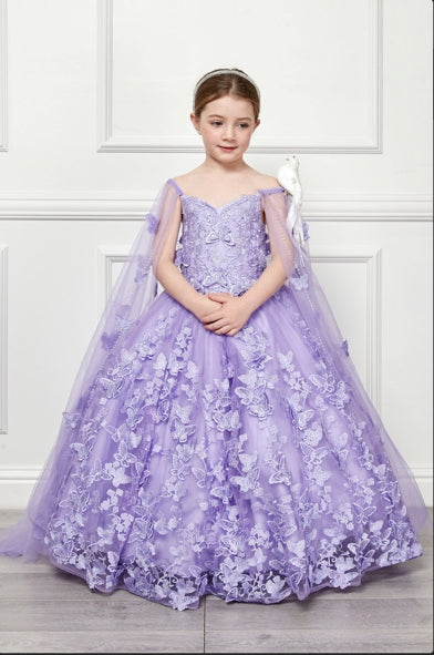 BUTTERFLY MINI QUINCE DRESS WITH CAPE