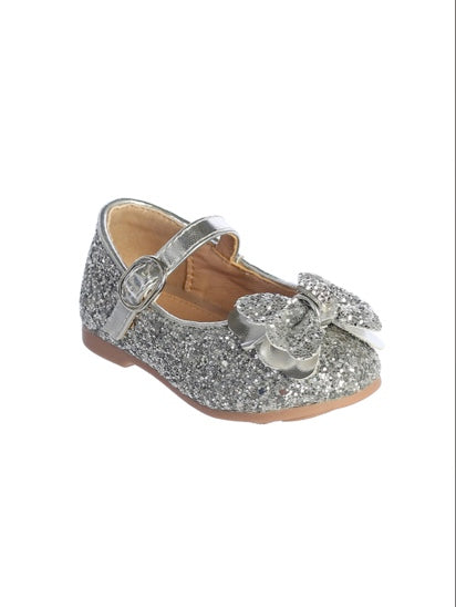 ADOABLE GLITTER FLATS WITH BOW ACCENT A BUCKLE CLOSURE