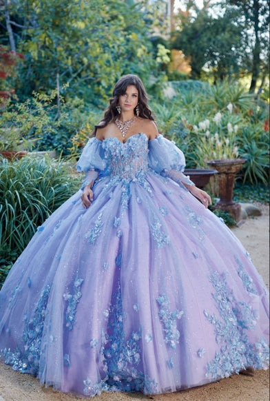 Two Tone Sparkly Dress, Puff Sleeve