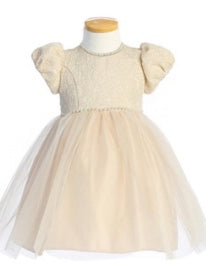 JAQUARD TOP WITH PRINCESS PUFF SLEEVE STIN&CISTAL TULLY SKIRT PEARL NECKLINE AND WAIST DETAIL
