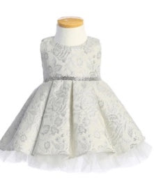 METALLIC FLORAL PLEATED JACQUARD WITH PEEKA BOO CRYSTAL TULLE