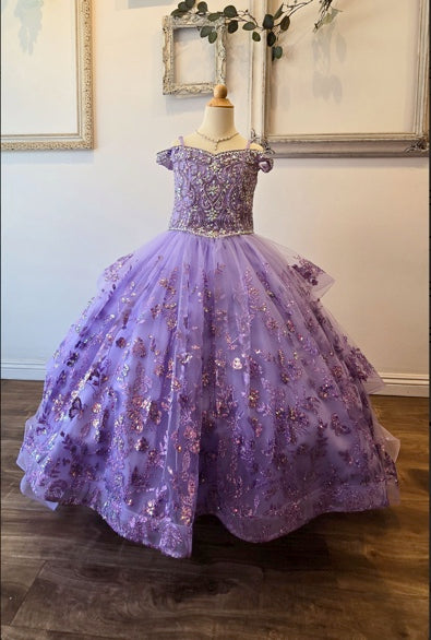 DETACHABLE TRAIN WITH STONE AND GEMS MINI QUINCE DRESS