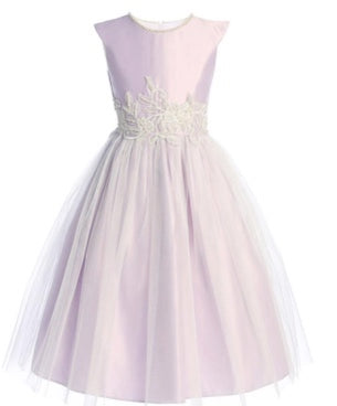 PEARL NECK FRORAL PEARL DETAIL WAIST PATCH WITH SATIN AND CRYSTAL TULLE