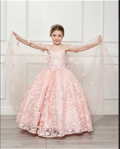 BUTTERFLY MINI QUINCE DRESS WITH CAPE