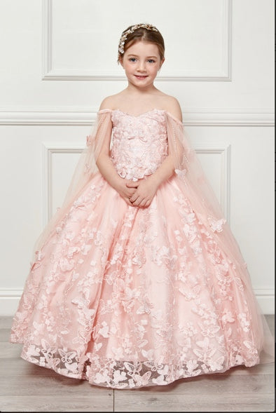 3D Floral Off Shoulder Mini Quince Dress with Cape3D Floral Off Shoulder Mini Quince Dress with Cape